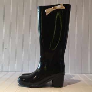 Kate Spade Black Heeled Rain Boots sz 7